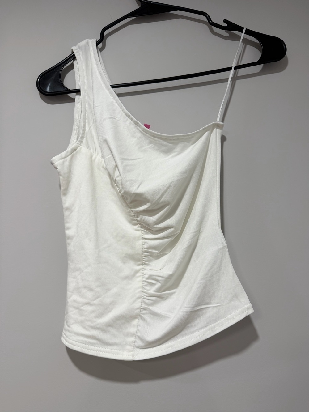 Women’s One-Shoulder Ruched Tank Top - White